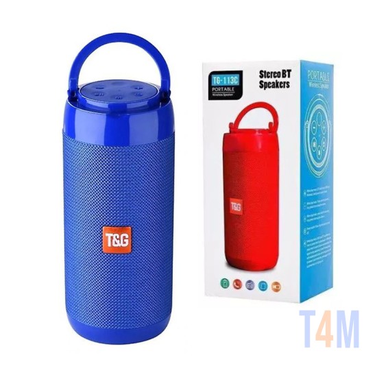 T&G WIRELESS BLUETOOTH SPEAKER BOX TG-113C TF CARD/U DISK/AUXILIARY/FM RADIO 4.2 BLUE